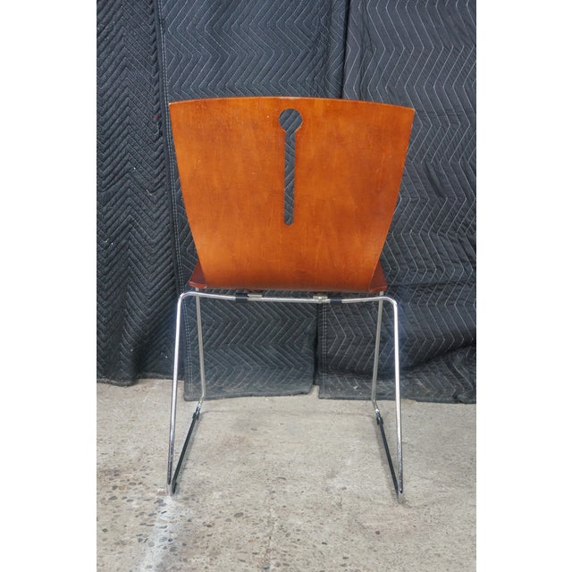 4 Mid Century Scandinavian Modern Bentwood Plywood Stacking Dining Side Chairs For Sale - Image 14 of 18
