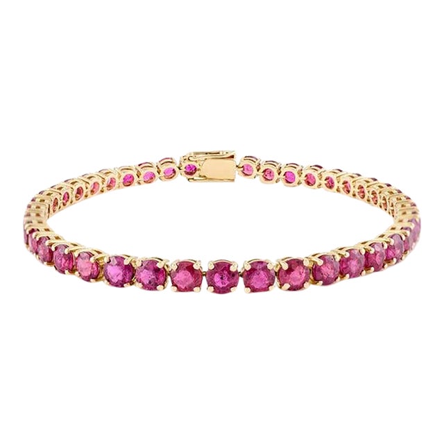 13.03 Ctw Natural Round Cut Ruby Tennis Bracelet for Women For Sale