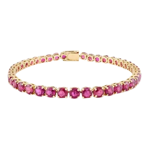 13.03 Ctw Natural Round Cut Ruby Tennis Bracelet for Women