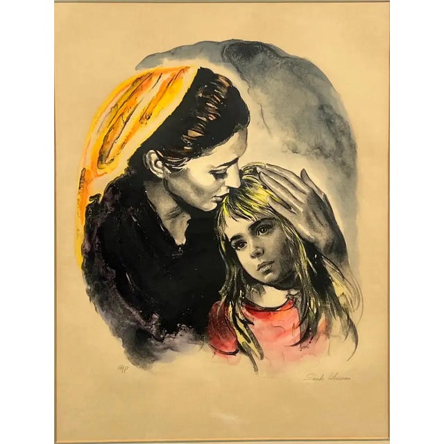 Sandu Liberman titled (Mother and Child) Hand-signed Artist’s Proof Lithograph: This poignant lithograph by renowned...