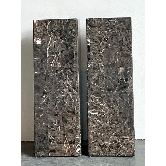Vintage Tessellated Stone Pedestals - A Pair For Sale In West Palm - Image 6 of 12