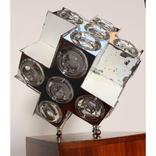 Metal Vintage Italian Modernist "Stilkronen" Chrome Table Lamp by Oscar Torlasco For Sale - Image 7 of 18