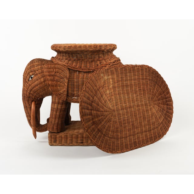 Rattan and Wicker Elephant Coffee Table, 1960s For Sale - Image 10 of 18