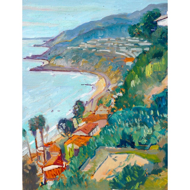 2020s Pacifiic Palisades Oil Painting of Tramento Drive, Los Angeles, California For Sale - Image 5 of 7