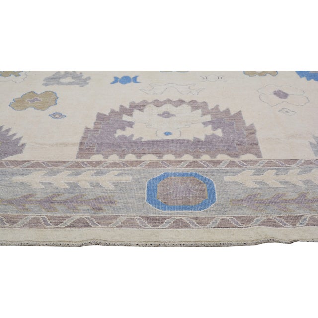 Contemporary Pakistani Oushak Hand Knotted Wool Rug, 10'5"x14' For Sale - Image 3 of 6