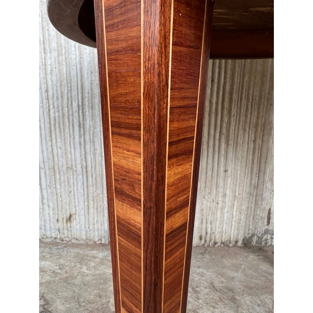 French Louis XVI Style Marquetry Inlaid Gilt Bronze Circular Round Accent Table For Sale - Image 9 of 10