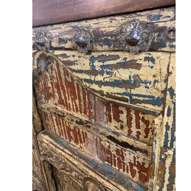 Far Pavilions Unique 50" Tall Teak Wood Cabinet | Rustic Farmhouse Armoire | Antique Repurposed Door Cupboard | Handmade Distressed Storage Furniture For Sale - Image 4 of 8