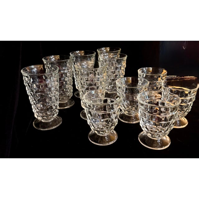 Mid 20th Century Indiana Glass Colony Whitehall Cubist Glasses - Set of 11 For Sale - Image 11 of 12