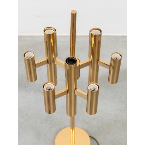 Brass Gold 18 Lights Table Lamp attributed to Gaetano Sciolari for Boulanger, 1970s For Sale - Image 14 of 18