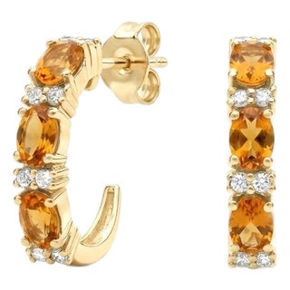 Citrine Huggies Hoops Earrings | Minimalist Style Dainty November Birthstone Earrings - Pair For Sale