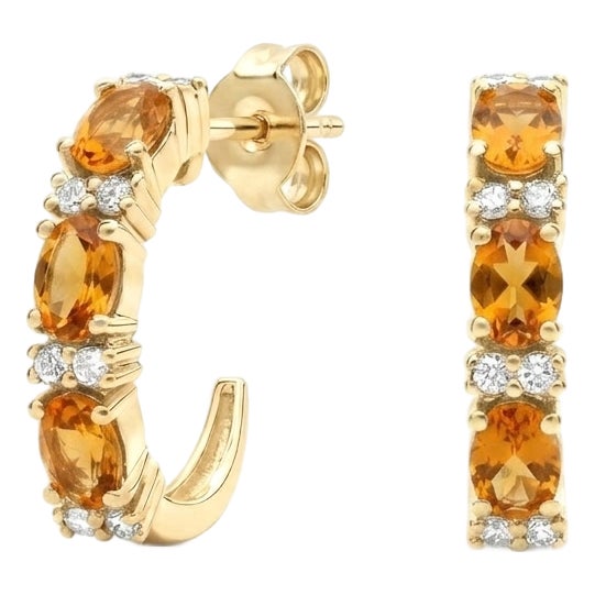 Citrine Huggies Hoops Earrings | Minimalist Style Dainty November Birthstone Earrings - Pair For Sale