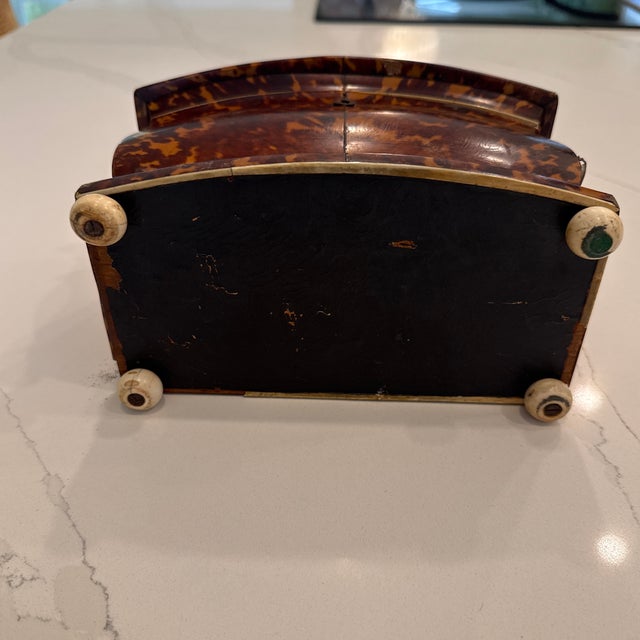 Early 20th Century English Faux Tortoise Shell Tea Caddy For Sale - Image 4 of 11