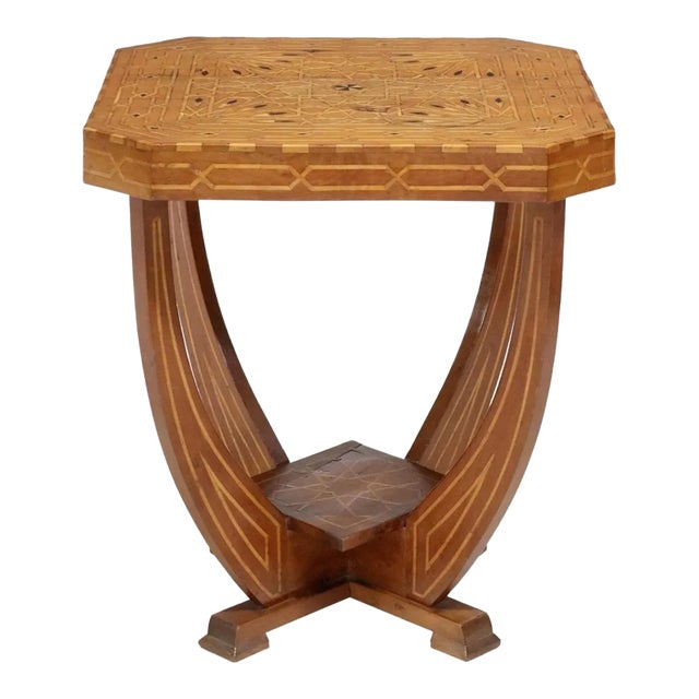 1930s Italian Art Deco Period Parquetry Inlaid Sculptural Side Table For Sale