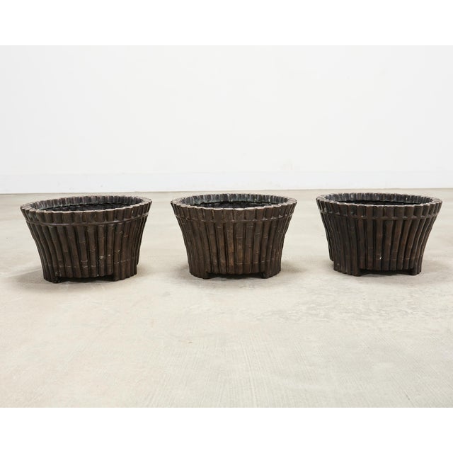 Set of Three Bronzed Faux-Bamboo Jardinières or Planters For Sale - Image 17 of 17