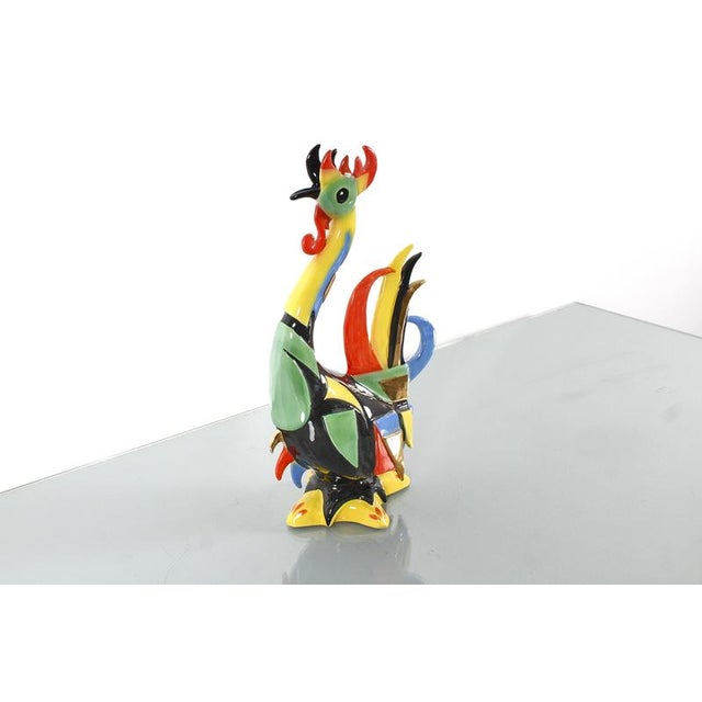 Mid-Century Multicolored Hand-Glazed Ceramic Rooster by by G. Girardi, Italy, 1960s For Sale - Image 4 of 11
