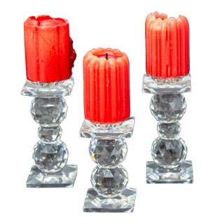 Vintage Swarovski Crystal Candle Holders Set of 3 Circa 1980 For Sale