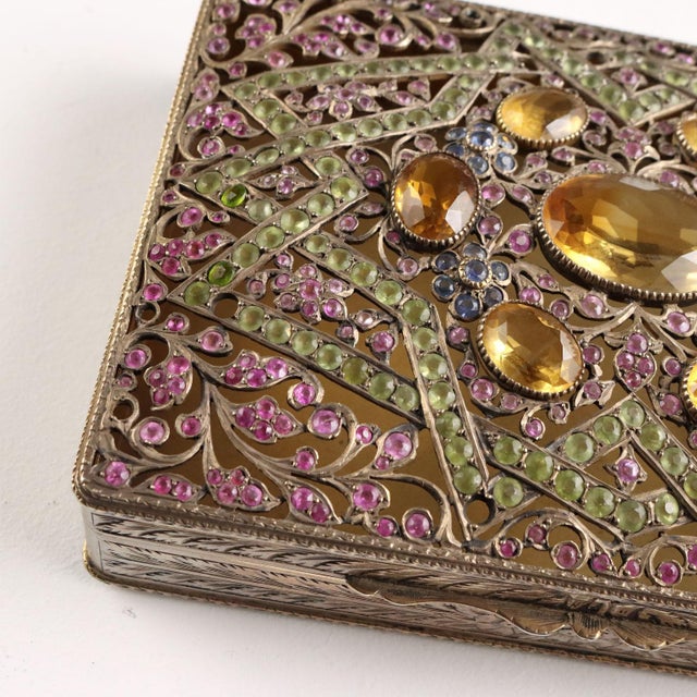 Silver and Glass Stone Box For Sale - Image 6 of 12