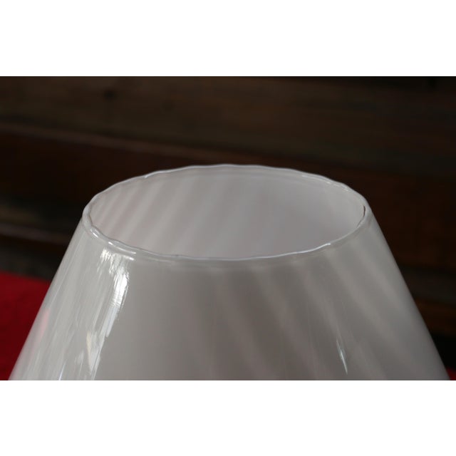 White Vintage Pair of Murano Glass “Mushroom” Swirl Table Lamps – Italy, 1970s For Sale - Image 8 of 18