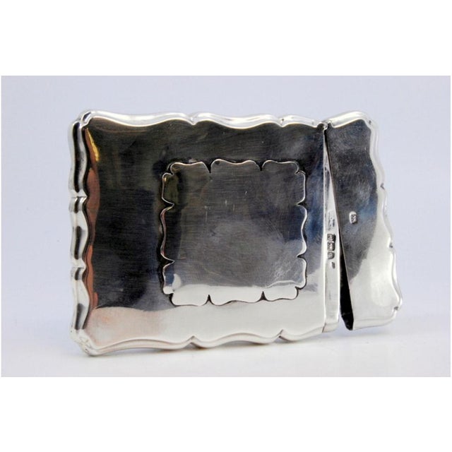 Plain Silver Card Case with Central Monogram Application and Wavy Contours For Sale - Image 6 of 9