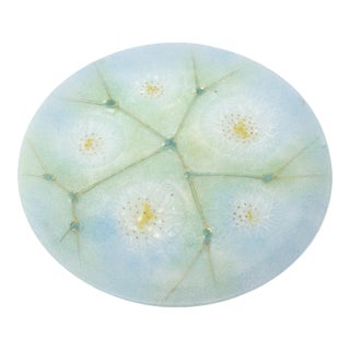 Vintage Signed Higgins Fused Glass Platter Amoeba Pattern , 1960's For Sale