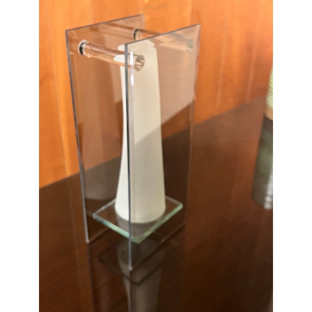 Italian Modernist Architectural Glass Bud Vase For Sale - Image 11 of 14