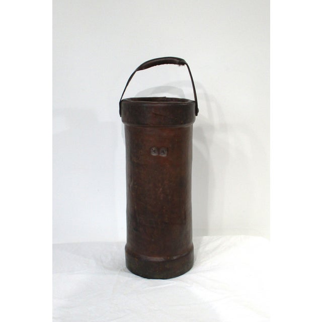 British Leather Fire Bucket Umbrella Cane Holder For Sale - Image 12 of 12