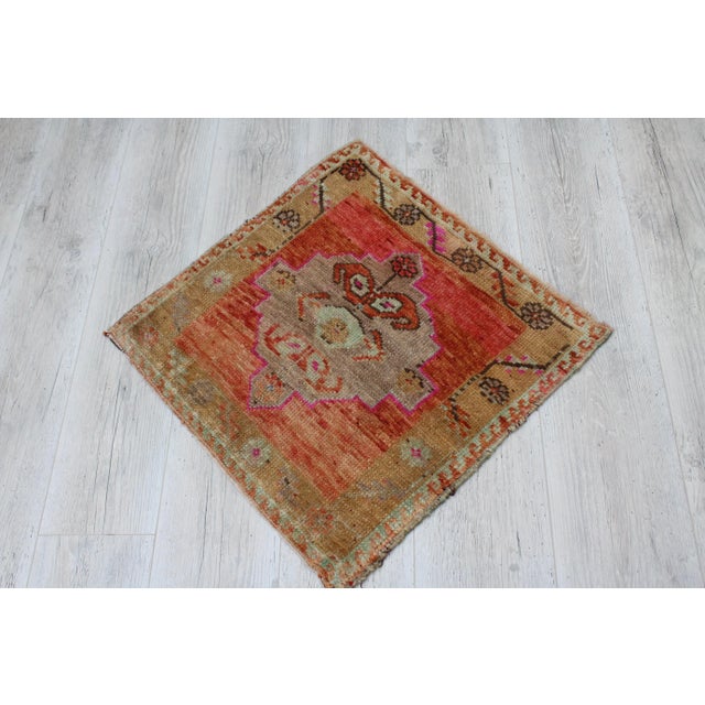 Traditional Small Sized Vintage Turkish Rug - 23"x25" For Sale - Image 3 of 10