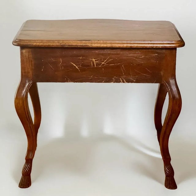 Late 19th Century 19th C. French Provincial Louis XV Style Carved Walnut Side Table With Drawer For Sale - Image 5 of 12