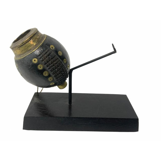 Copper Early 20th Century Ceremonial Carved Smoking Pipe of the Dinka Tribe Professionally Mounted For Sale - Image 8 of 11