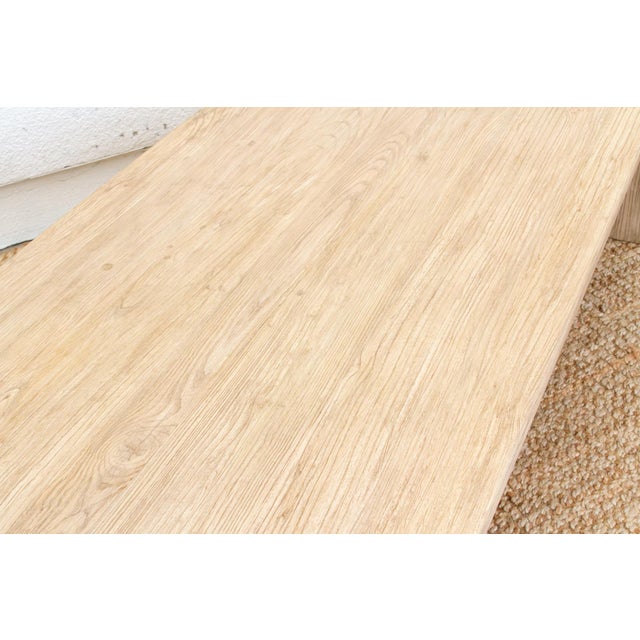 Wood Japandi Waterfall Reclaimed Elm Coffee Table For Sale - Image 7 of 10
