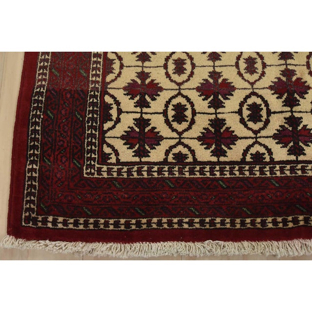 Baloch Rug 3’7” X 6’2” Beige Wool Vintage Tribal Hand-Knotted Oriental Carpet For Sale - Image 9 of 10