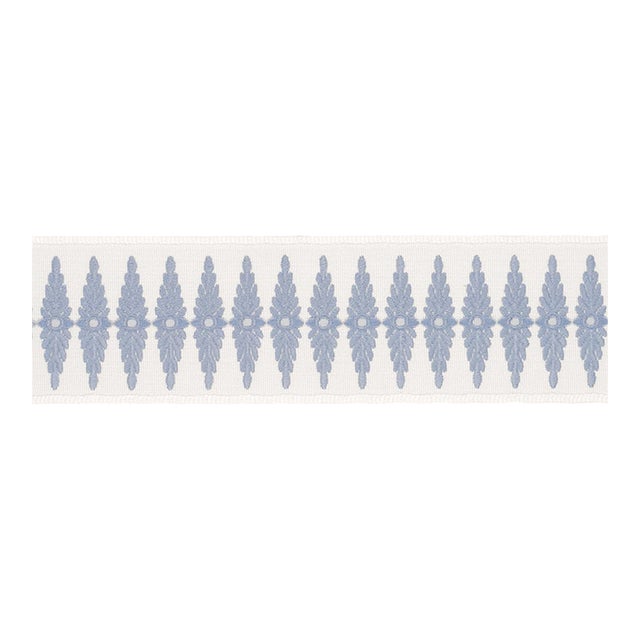 Sample - Schumacher Genevieve Embroidered Tape Trim in Sky For Sale