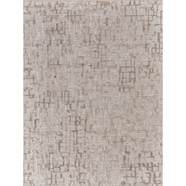 Wood Exquisite Rugs Vista Handmade New Zealand Wool & Bamboo Silk Beige Rug-10'X14' For Sale - Image 7 of 7