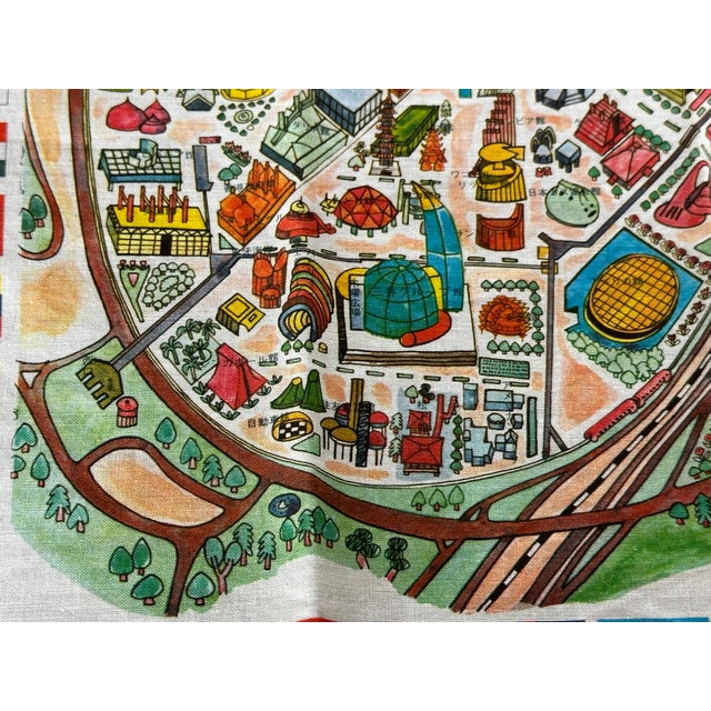 1970s Vintage Textile Map of Osaka Japan For Sale - Image 5 of 12