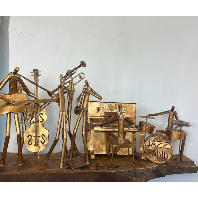 Large Handcrafted Metal Folk Art Sculptures of a Jazz Band, 1960s, Set of 6 For Sale - Image 4 of 18