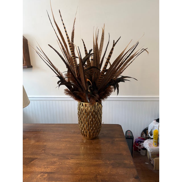 Textile Pheasant Feather Decorative Vase For Sale - Image 7 of 12