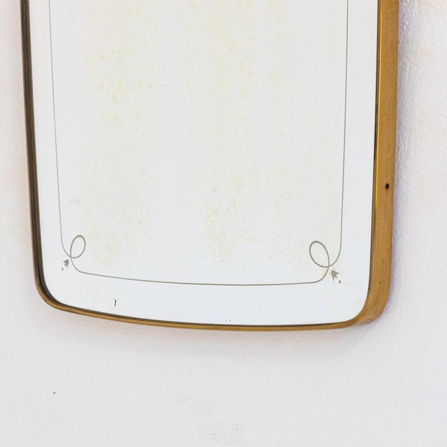 Rectangular Mirror with Brass Frame, 1960s For Sale - Image 4 of 7