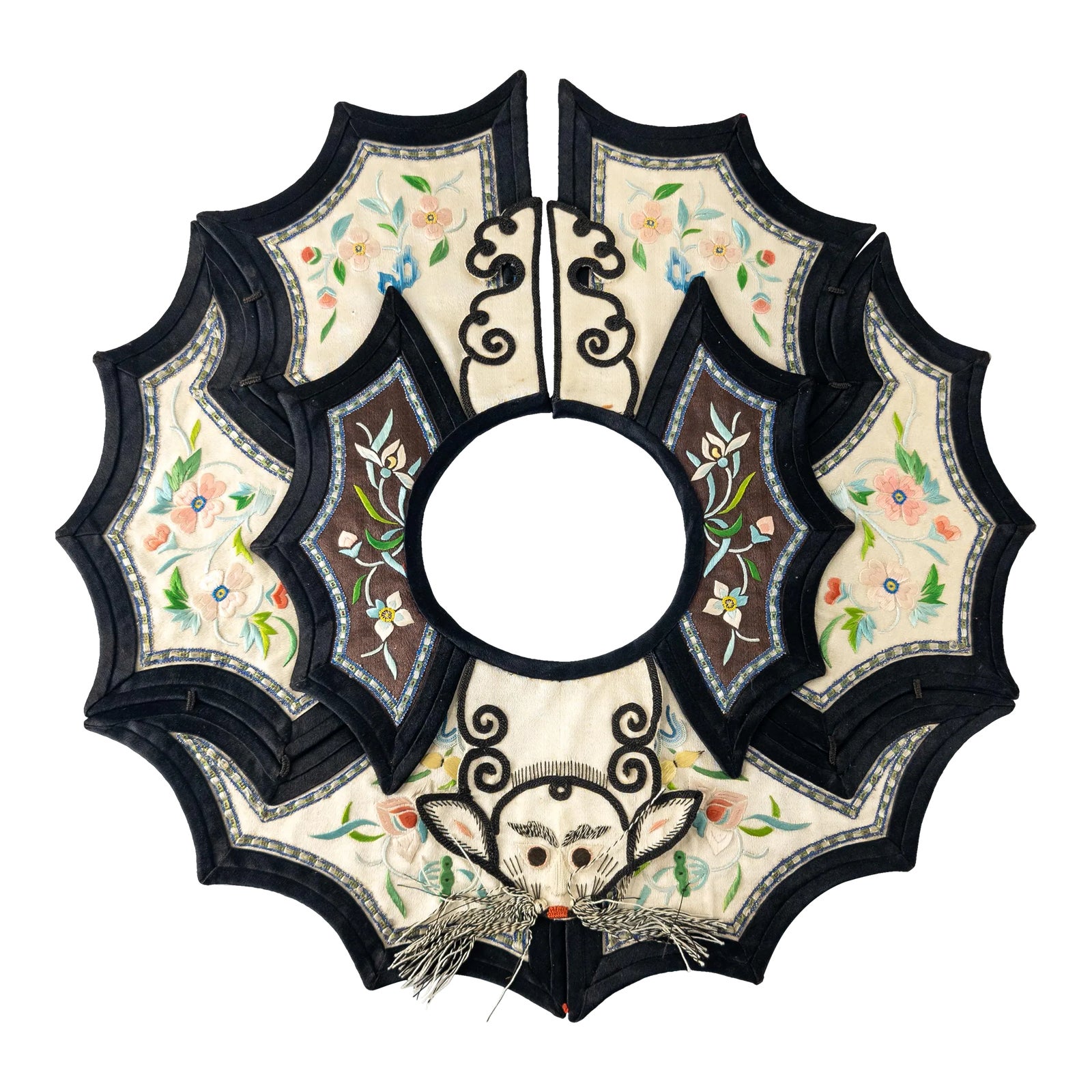 19th Century Chinese Silk Embroidered Child's Robe Collar With Mouse ...