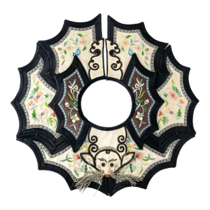 19th Century Chinese Silk Embroidered Child's Robe Collar With Mouse