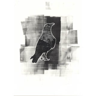 Raven 10 Original Abstract Painting by Carrie Bergey, White Black Grey Buff For Sale