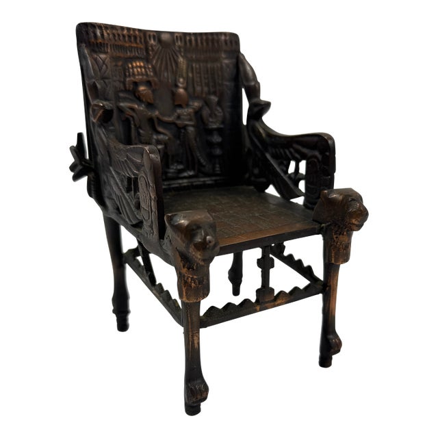 Vintage Brass King Tut Throne Chair Model For Sale