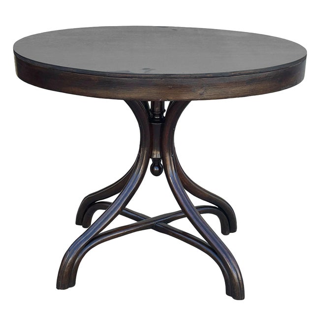 Art Nouveau Late Victorian Polished Oak Bent Wood Oval Dining Table by Mundus Thonet For Sale - Image 3 of 9