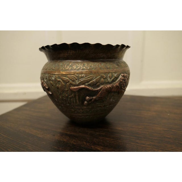 19th Century North African Brass and Copper Jardiniere Pots, Set of 2 For Sale - Image 6 of 10