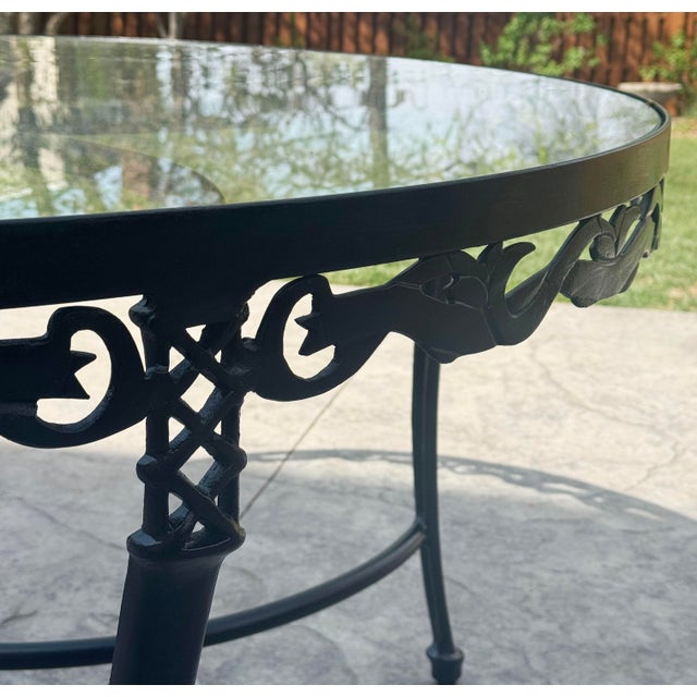 Metal Vintage Black Hummingbird Motif Outdoor Dining Set, Set of 5 For Sale - Image 7 of 15