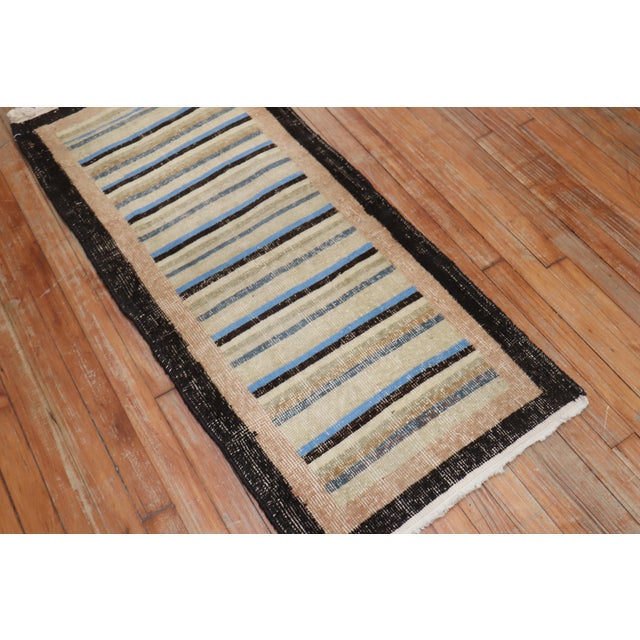 Midcentury one of a kind Turkish Anatolian deco style runner. Very slick! Measures: 2' x 4'5".