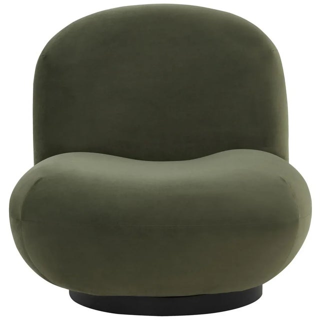 Wood Stevie Velvet Accent Chair - Olive Green/Black For Sale - Image 7 of 7