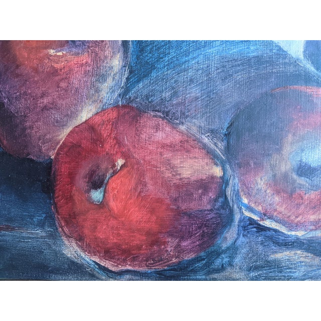 1980s Vintage Original Apple Still Life Painting Signed For Sale - Image 5 of 14