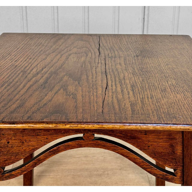 Early 20th Century Antique Arts & Crafts Oak Square Plant Stand Side Table For Sale - Image 5 of 7