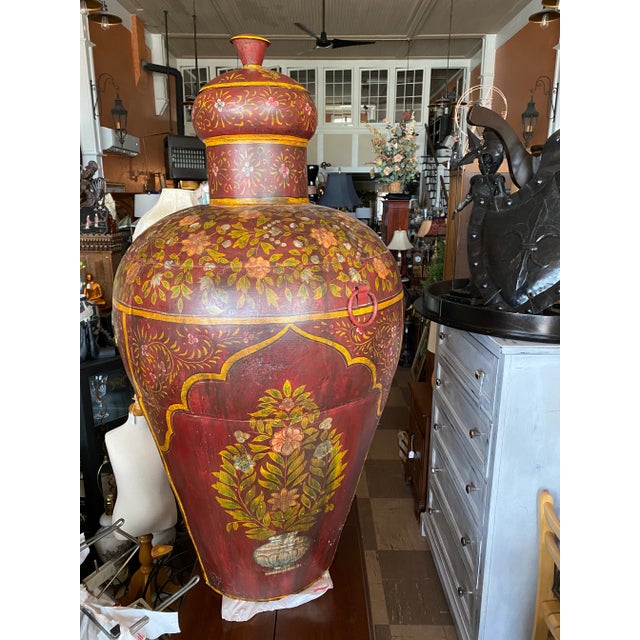 Vintage Extra Large Metal Floor Urn For Sale - Image 4 of 5