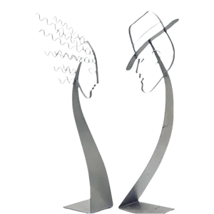 Sale! 90s Rare Curtis Jere Post Modern Memphis Abstract Figural Man & Woman Table Floor Sculpture